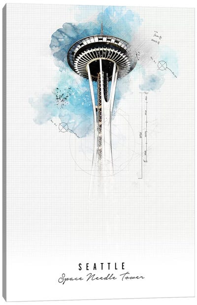 Space Needle - Seattle Canvas Art Print - ArtPrintsVicky