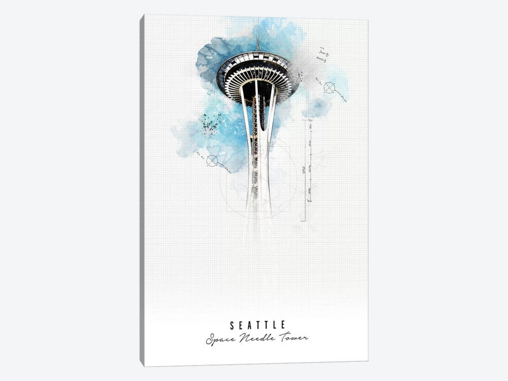 Space Needle - Seattle by ArtPrintsVicky 1-piece Canvas Art