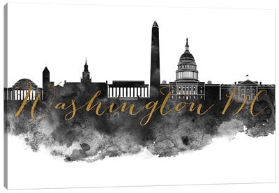 Washington, DC in Black & White Canvas Art Print - ArtPrintsVicky