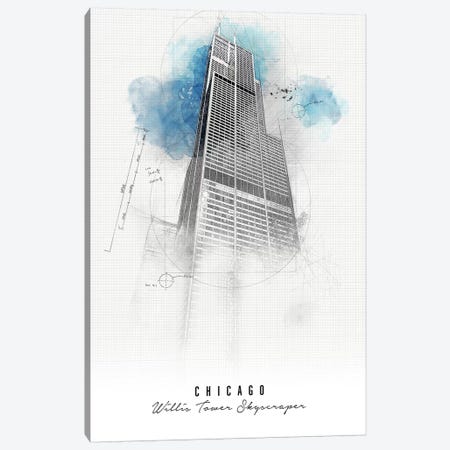 Willis Tower - Chicago Canvas Print #APV117} by ArtPrintsVicky Canvas Wall Art