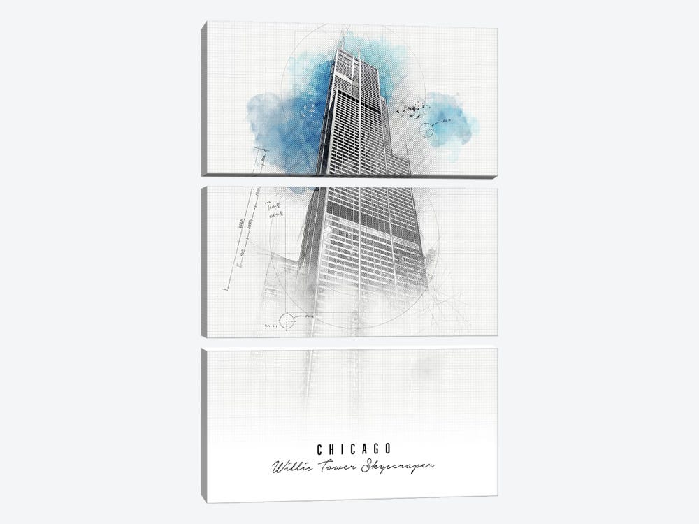 Willis Tower - Chicago by ArtPrintsVicky 3-piece Art Print