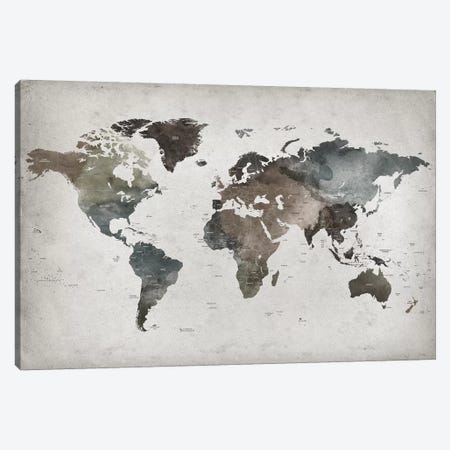 World Map Abstract II  Canvas Print #APV119} by ArtPrintsVicky Canvas Print
