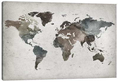 World Map Abstract II  Canvas Art Print - Neutrals