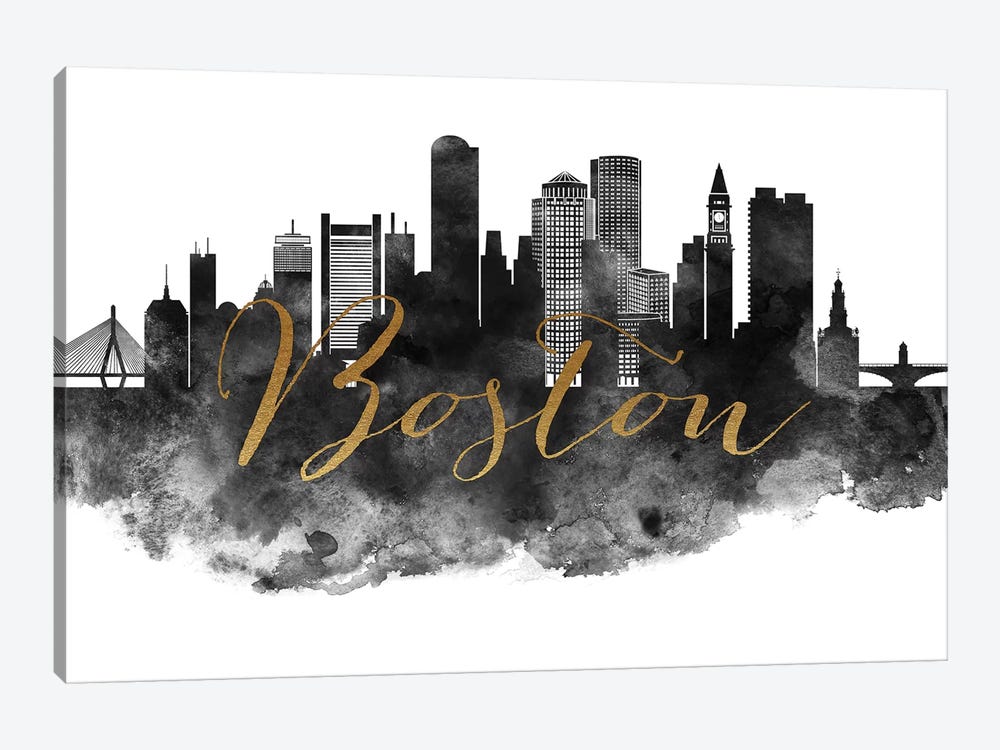 Boston in Black & White by ArtPrintsVicky 1-piece Canvas Art Print