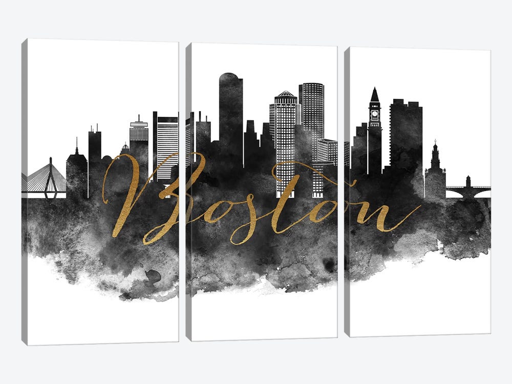 Boston in Black & White by ArtPrintsVicky 3-piece Art Print