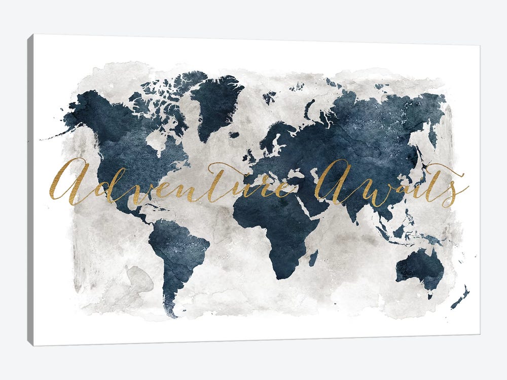 World Map Adventure Awaits I by ArtPrintsVicky 1-piece Art Print