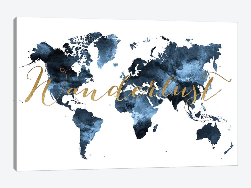 World Map Wanderlust II by ArtPrintsVicky 1-piece Canvas Print