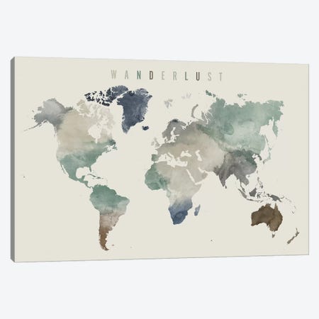 World Map Wanderlust III Canvas Print #APV127} by ArtPrintsVicky Canvas Print