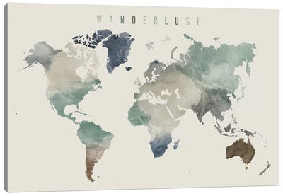 World Map Wanderlust III Canvas Art Print - ArtPrintsVicky