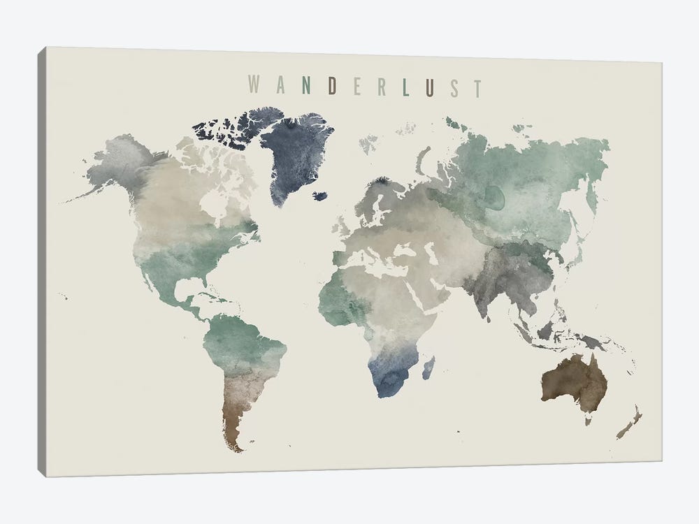 World Map Wanderlust III by ArtPrintsVicky 1-piece Canvas Art