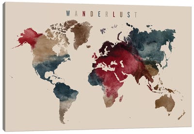 World Map Wanderlust IV Canvas Art Print - ArtPrintsVicky