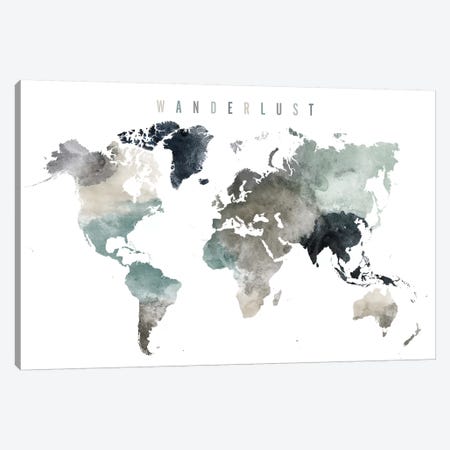 World Map Wanderlust V Canvas Print #APV130} by ArtPrintsVicky Art Print