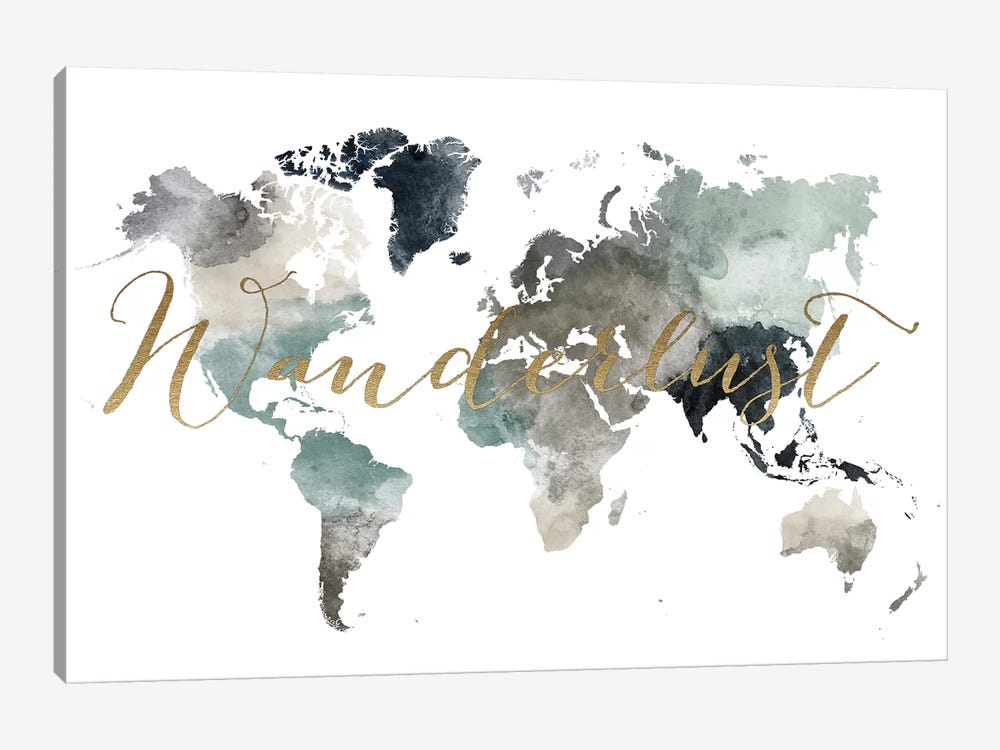 World Map Wanderlust VI by ArtPrintsVicky 1-piece Canvas Art Print