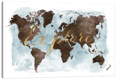 World Map Explore Canvas Art Print - ArtPrintsVicky