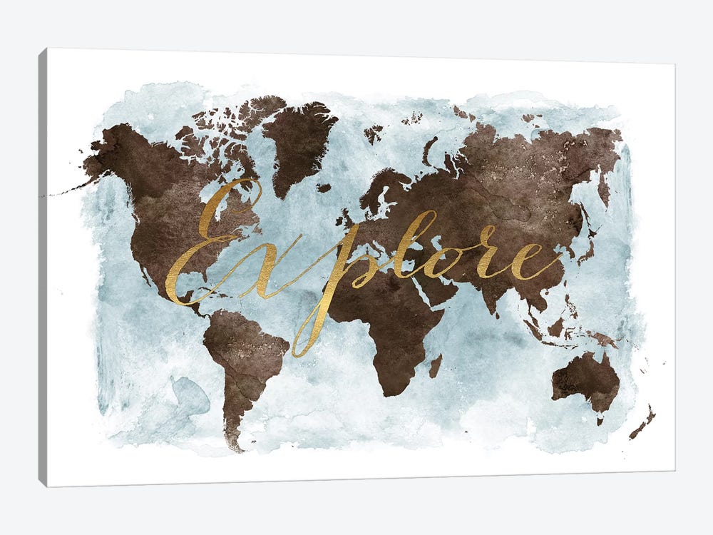World Map Explore by ArtPrintsVicky 1-piece Canvas Artwork