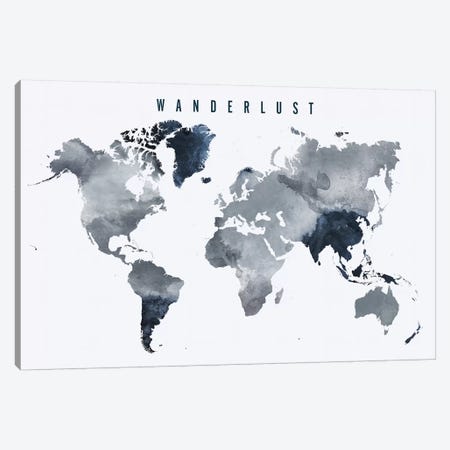 World Map Wanderlust VII Canvas Print #APV135} by ArtPrintsVicky Canvas Artwork