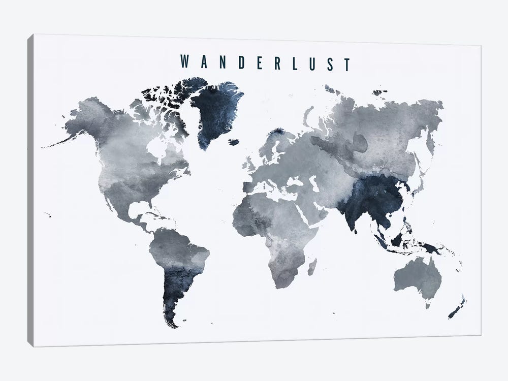 World Map Wanderlust VII by ArtPrintsVicky 1-piece Canvas Print