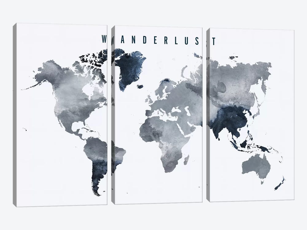 World Map Wanderlust VII by ArtPrintsVicky 3-piece Canvas Art Print