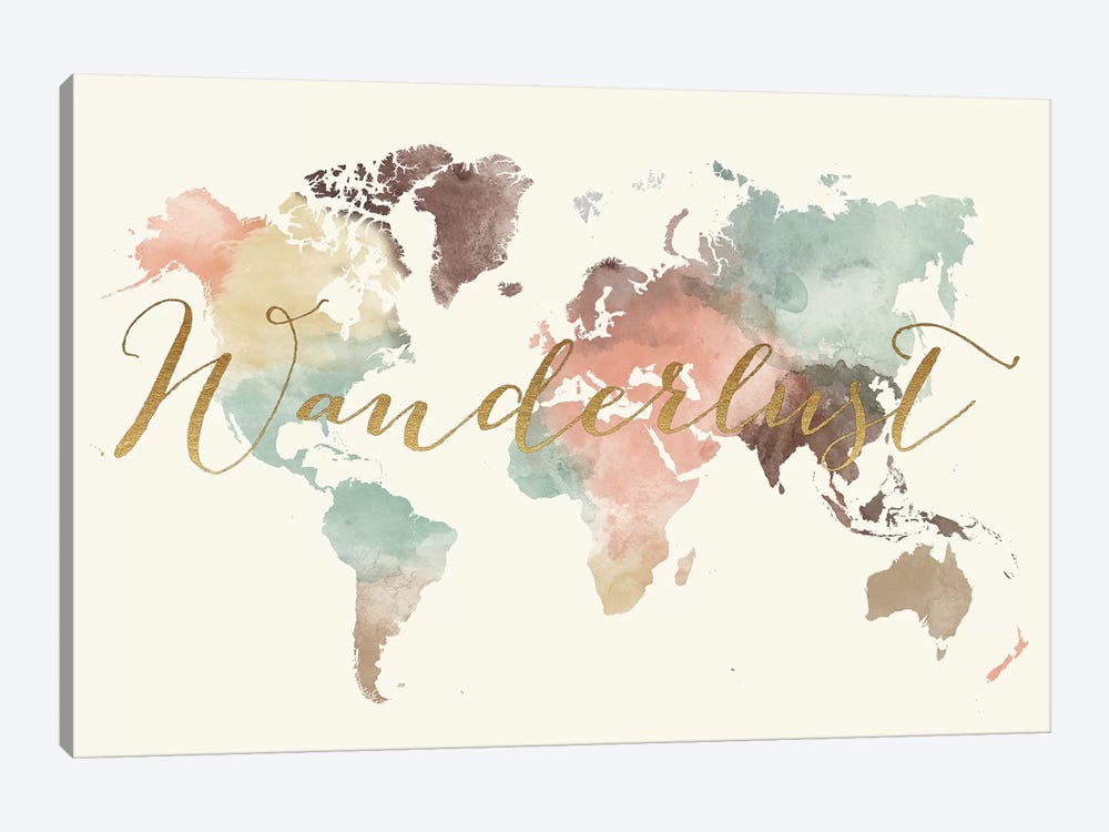 World Map Wanderlust IX by ArtPrintsVicky 1-piece Canvas Print