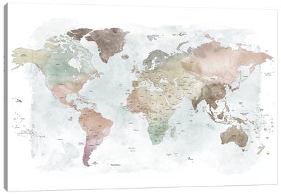 World Map Detailed III Canvas Art Print - World Map Art