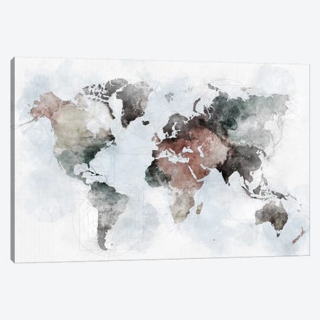 World Map Urban Canvas Print #APV148} by ArtPrintsVicky Canvas Wall Art