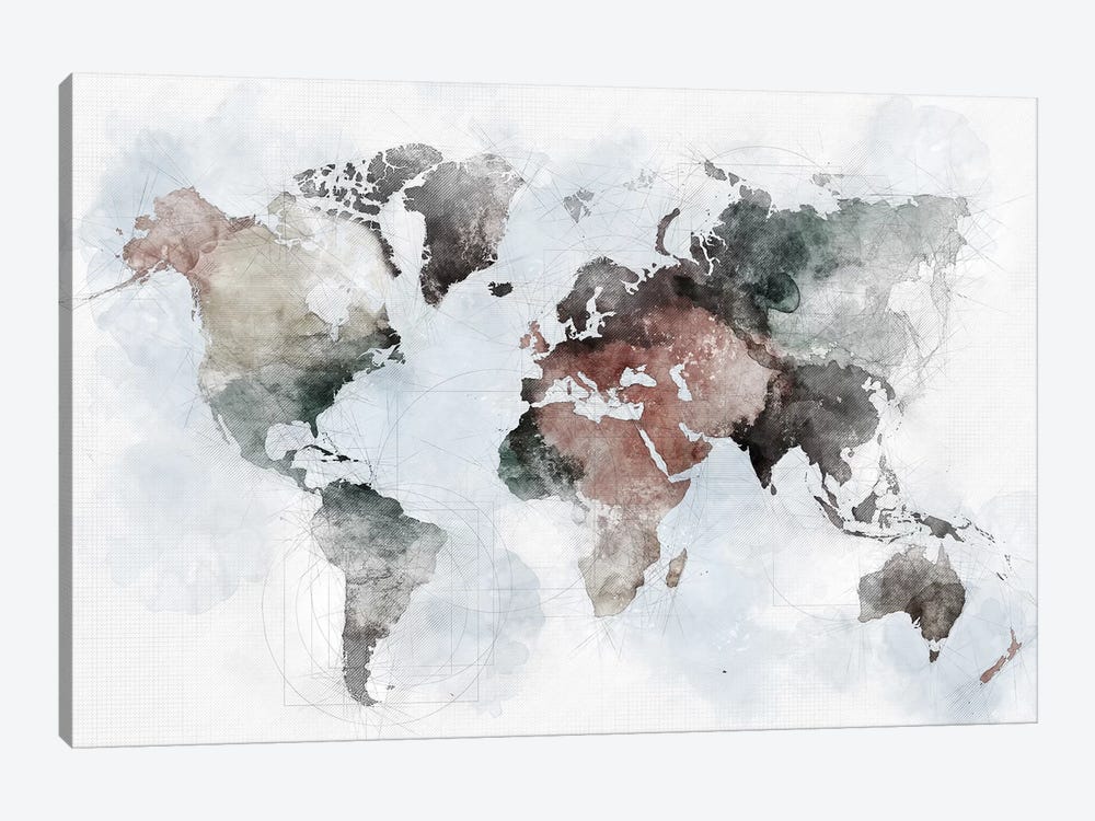 World Map Urban by ArtPrintsVicky 1-piece Art Print