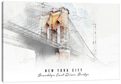 Brooklyn Bridge Canvas Art Print - ArtPrintsVicky
