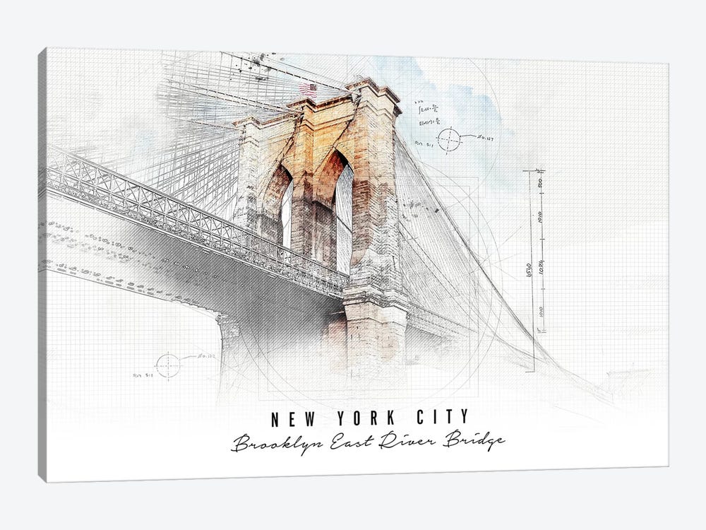 Brooklyn Bridge by ArtPrintsVicky 1-piece Canvas Artwork