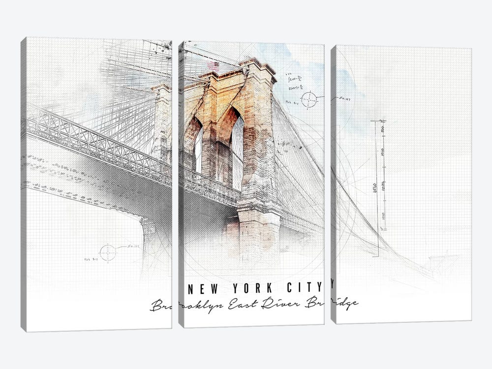 Brooklyn Bridge by ArtPrintsVicky 3-piece Canvas Artwork
