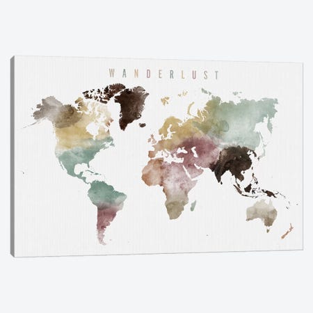 World Map Wanderlust XI Canvas Print #APV151} by ArtPrintsVicky Canvas Art Print