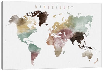 World Map Wanderlust XI Canvas Art Print - ArtPrintsVicky