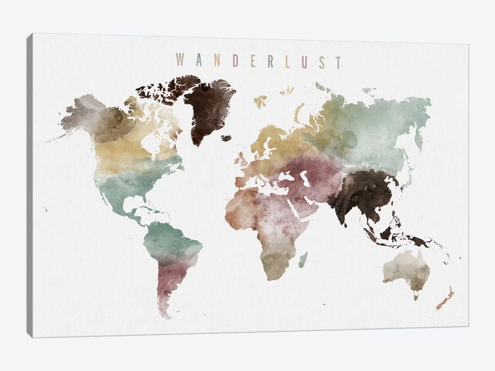 World Map Wanderlust XI by ArtPrintsVicky 1-piece Canvas Print