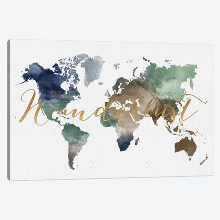 World Map Wanderlust XII Canvas Print #APV152} by ArtPrintsVicky Art Print