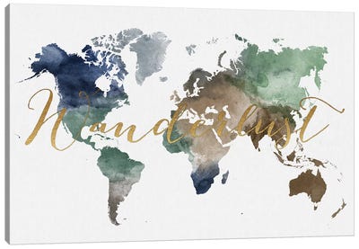 World Map Wanderlust XII Canvas Art Print - ArtPrintsVicky
