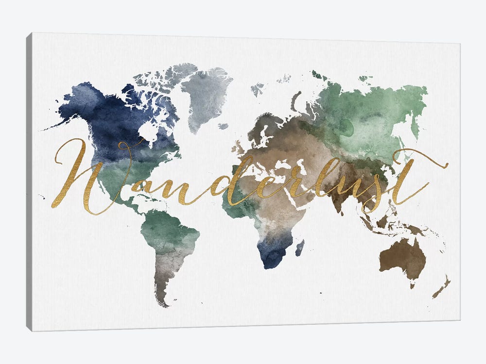 World Map Wanderlust XII by ArtPrintsVicky 1-piece Canvas Artwork