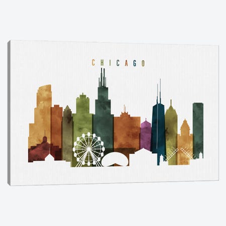 Chicago Skyline Canvas Print #APV154} by ArtPrintsVicky Canvas Wall Art