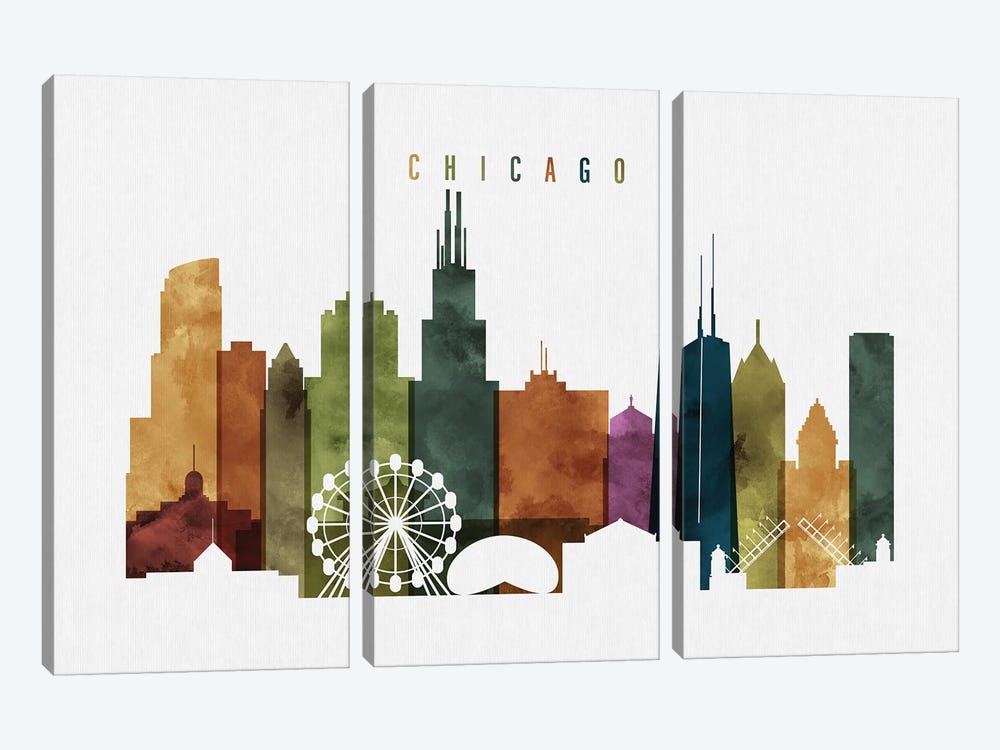 Chicago Skyline by ArtPrintsVicky 3-piece Canvas Wall Art