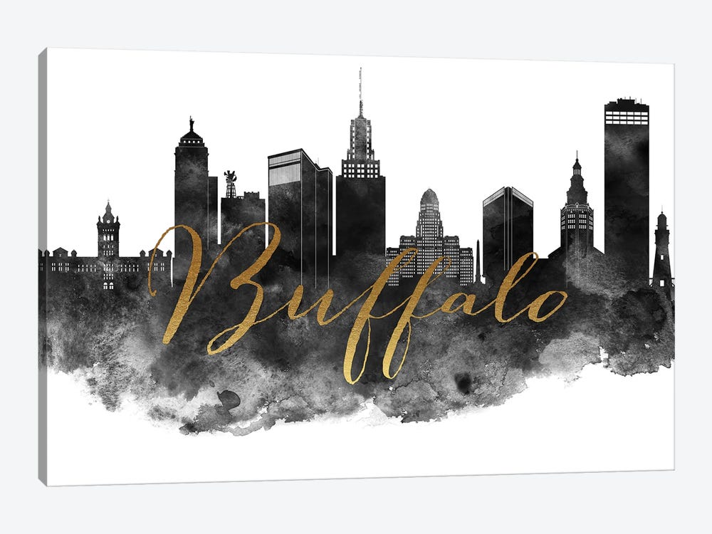 Buffalo New York Skyline by ArtPrintsVicky 1-piece Canvas Art Print