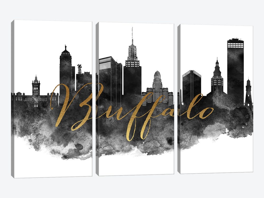 Buffalo New York Skyline by ArtPrintsVicky 3-piece Art Print