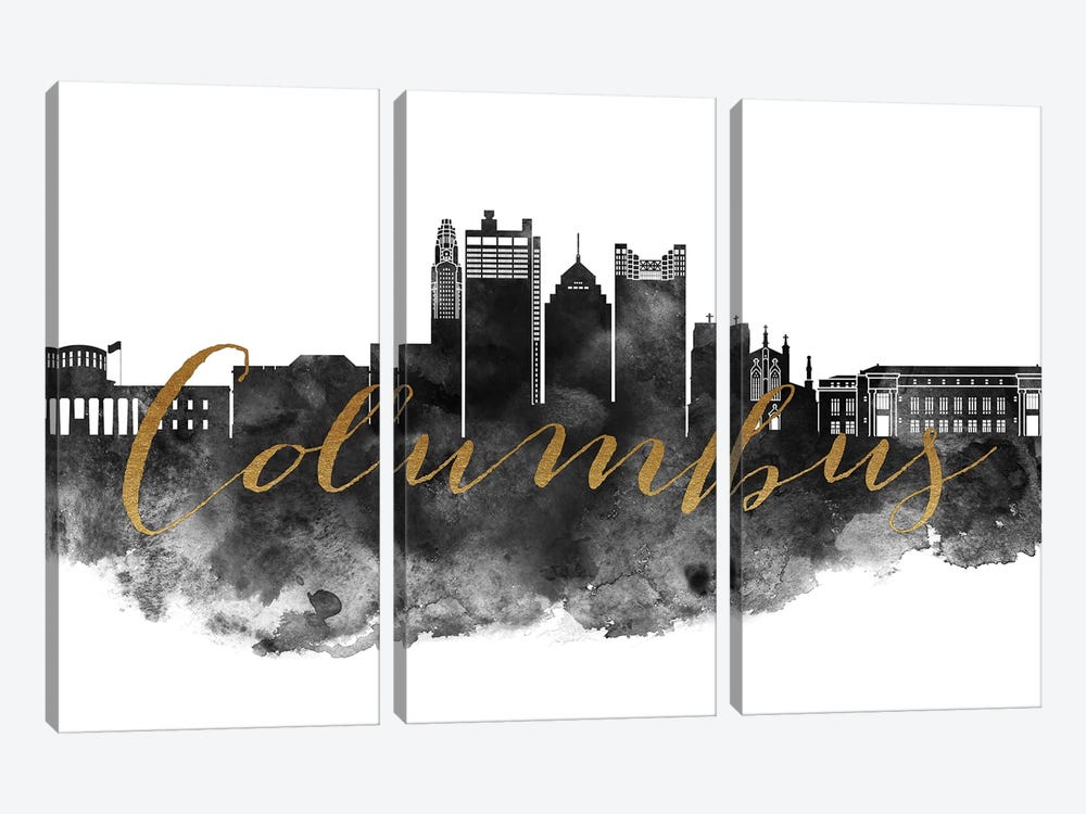 Columbus Ohio Skyline by ArtPrintsVicky 3-piece Canvas Wall Art