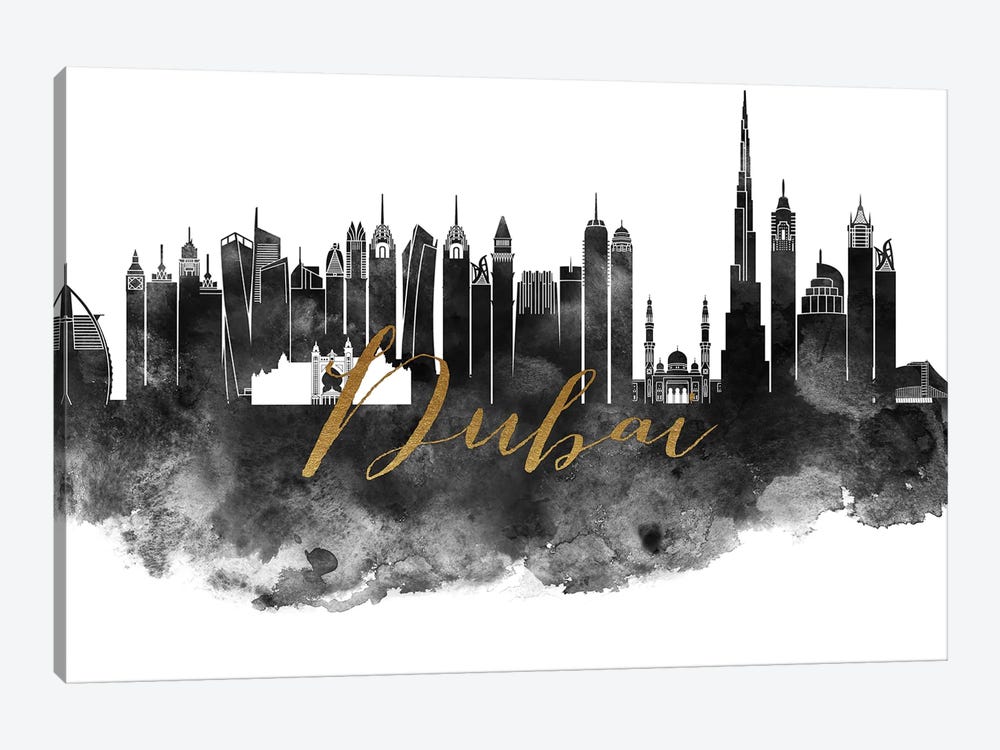 Dubai UAE Skyline by ArtPrintsVicky 1-piece Canvas Art Print