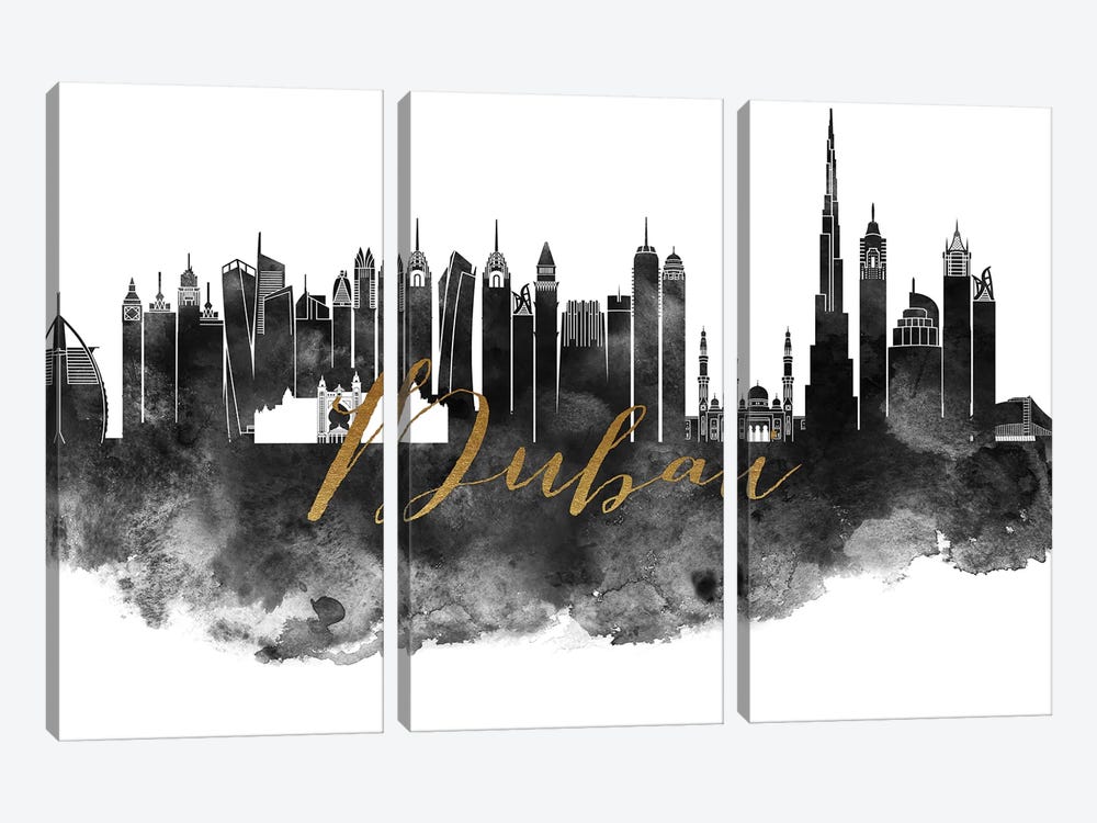 Dubai UAE Skyline by ArtPrintsVicky 3-piece Art Print