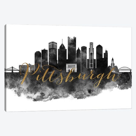 Pittsburgh Skyline Canvas Print #APV168} by ArtPrintsVicky Canvas Wall Art