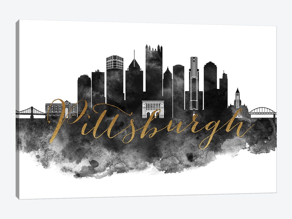 Pittsburgh Skyline by ArtPrintsVicky 1-piece Canvas Art Print