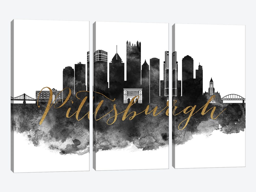 Pittsburgh Skyline by ArtPrintsVicky 3-piece Art Print
