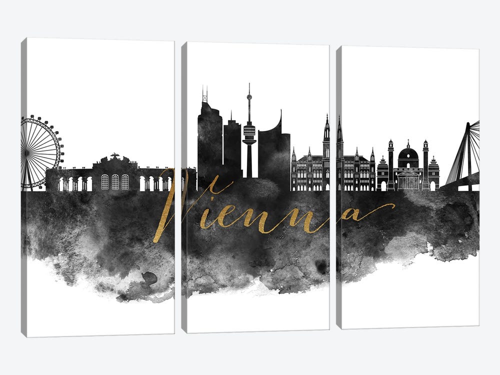 Vienna Austria Skyline by ArtPrintsVicky 3-piece Canvas Art Print