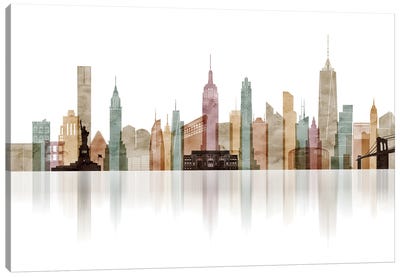 New York City Skyline Watercolour Canvas Art Print - ArtPrintsVicky