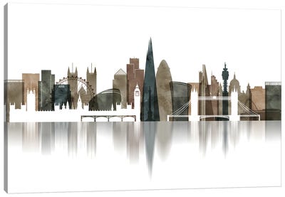 London Skyline Watercolour Canvas Art Print - ArtPrintsVicky