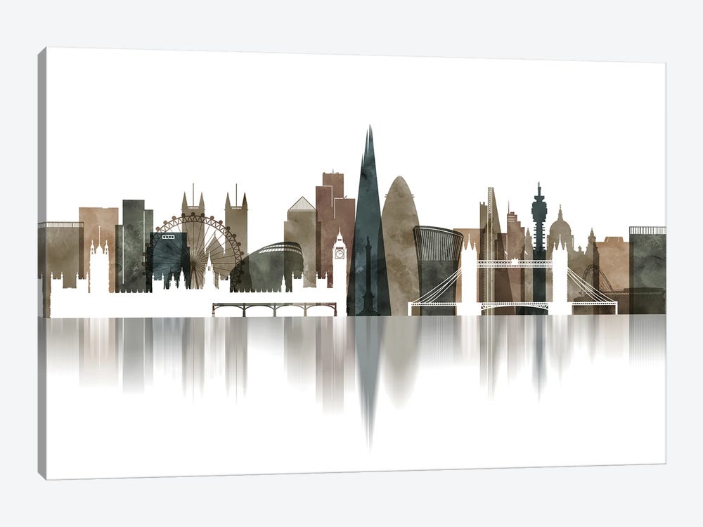 London Skyline Watercolour by ArtPrintsVicky 1-piece Canvas Art