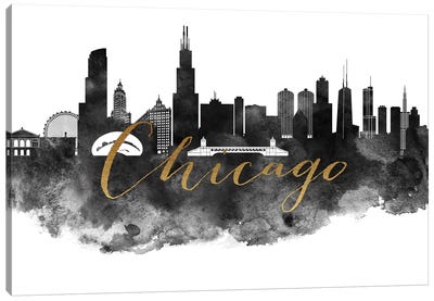 Chicago in Black & White Canvas Art Print - ArtPrintsVicky